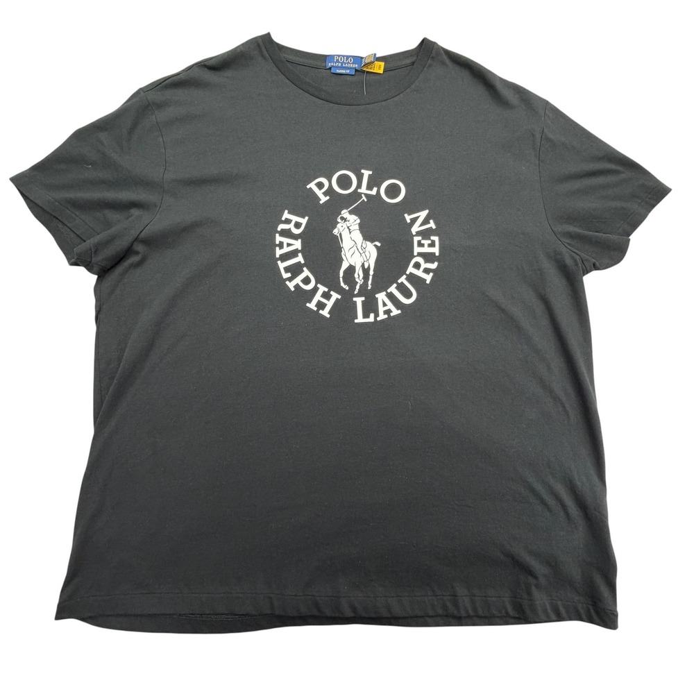 Polo Ralph Lauren Shirt Mens 2XL Black Short Sleeve Crewneck Graphic Tee Cotton